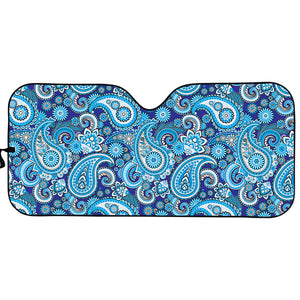 Blue Paisley Pattern Print Car Sun Shade