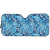 Blue Paisley Pattern Print Car Sun Shade