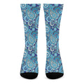 Blue Paisley Pattern Print Crew Socks