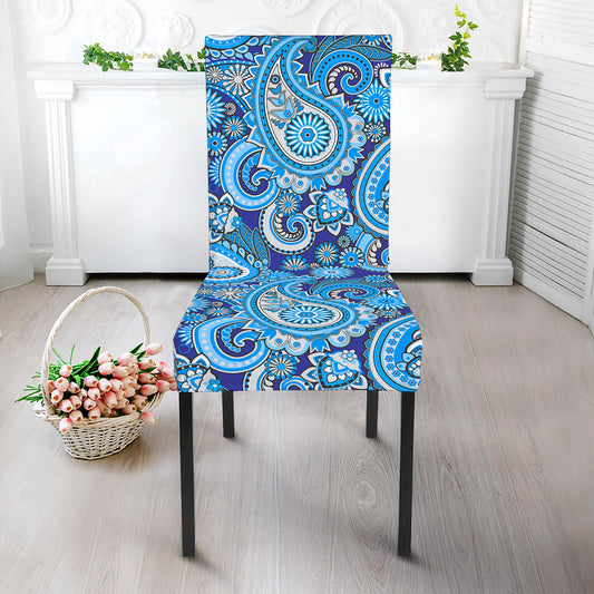 Blue Paisley Pattern Print Dining Chair Slipcover