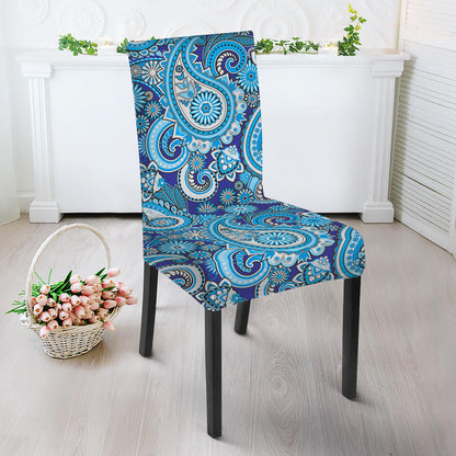 Blue Paisley Pattern Print Dining Chair Slipcover