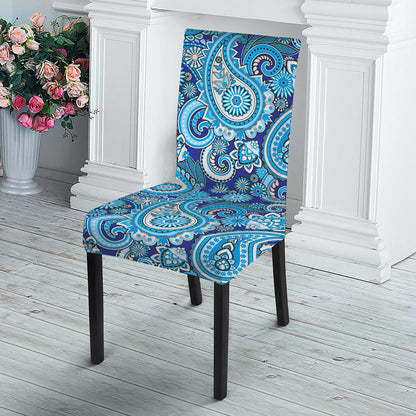 Blue Paisley Pattern Print Dining Chair Slipcover