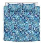 Blue Paisley Pattern Print Duvet Cover Bedding Set