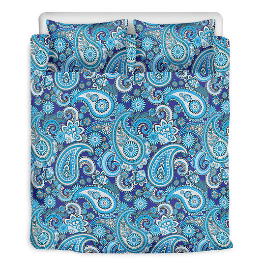 Blue Paisley Pattern Print Duvet Cover Bedding Set