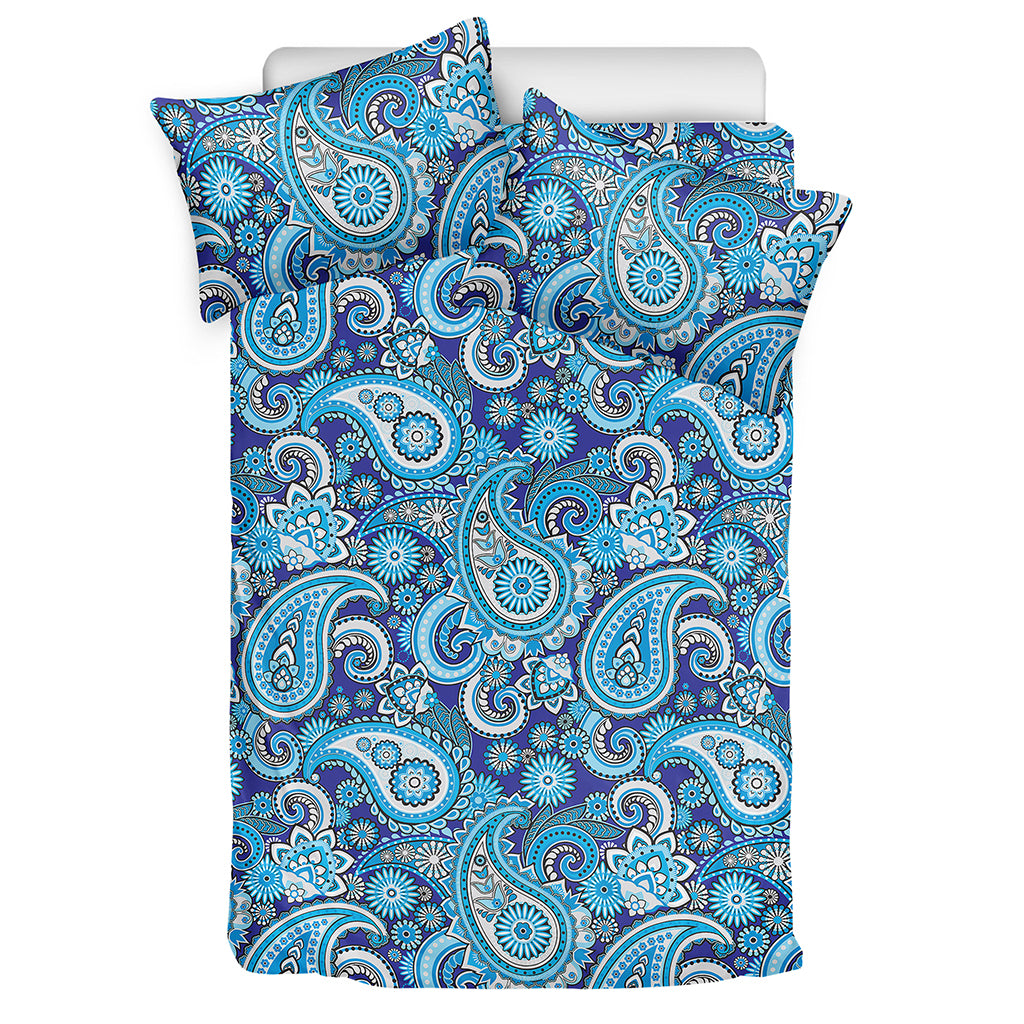 Blue Paisley Pattern Print Duvet Cover Bedding Set