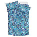Blue Paisley Pattern Print Duvet Cover Bedding Set