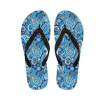 Blue Paisley Pattern Print Flip Flops