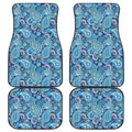Blue Paisley Pattern Print Front and Back Car Floor Mats