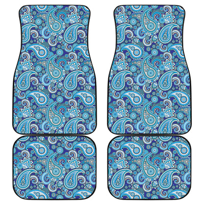 Blue Paisley Pattern Print Front and Back Car Floor Mats