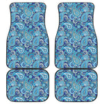 Blue Paisley Pattern Print Front and Back Car Floor Mats