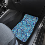 Blue Paisley Pattern Print Front and Back Car Floor Mats