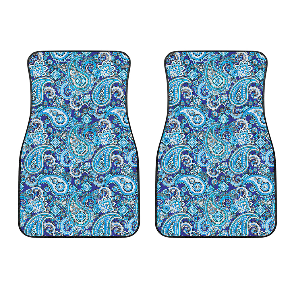 Blue Paisley Pattern Print Front Car Floor Mats