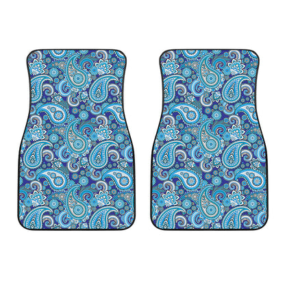 Blue Paisley Pattern Print Front Car Floor Mats