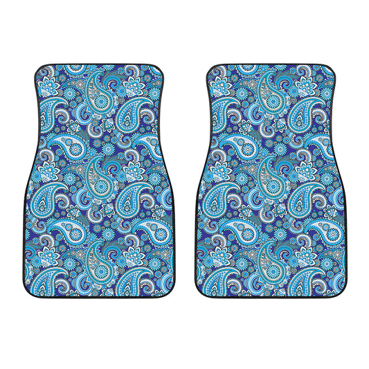 Blue Paisley Pattern Print Front Car Floor Mats