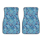Blue Paisley Pattern Print Front Car Floor Mats