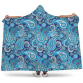 Blue Paisley Pattern Print Hooded Blanket