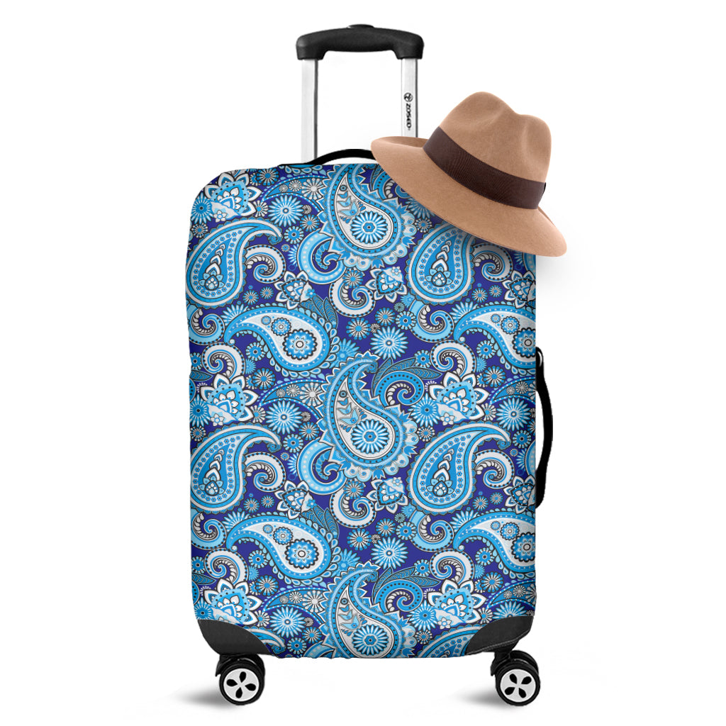 Blue Paisley Pattern Print Luggage Cover