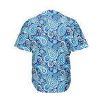 Blue Paisley Pattern Print Men's Baseball Jersey