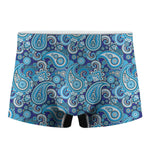Blue Paisley Pattern Print Men's Boxer Briefs