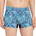 Blue Paisley Pattern Print Men's Boxer Briefs