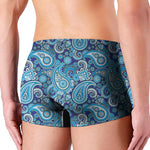 Blue Paisley Pattern Print Men's Boxer Briefs