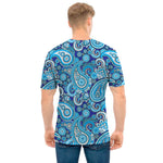 Blue Paisley Pattern Print Men's T-Shirt