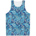 Blue Paisley Pattern Print Men's Tank Top