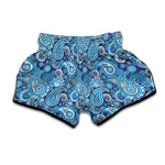 Blue Paisley Pattern Print Muay Thai Boxing Shorts
