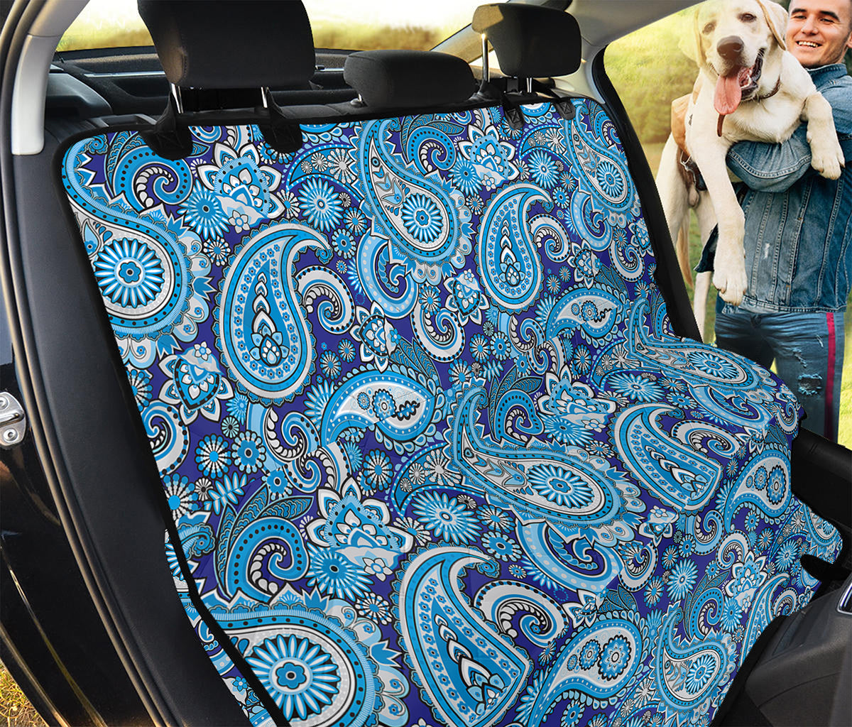 Blue Paisley Pattern Print Pet Car Back Seat Cover