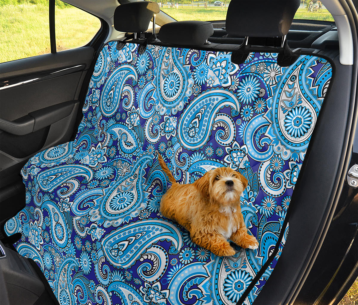 Blue Paisley Pattern Print Pet Car Back Seat Cover