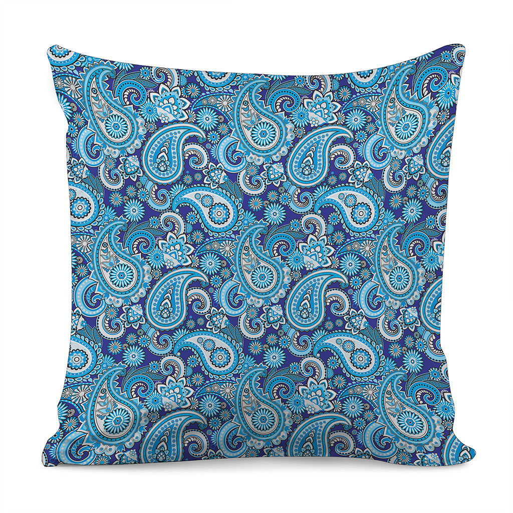 Blue Paisley Pattern Print Pillow Cover