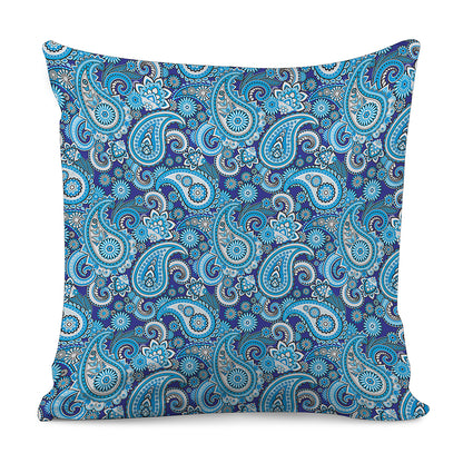 Blue Paisley Pattern Print Pillow Cover