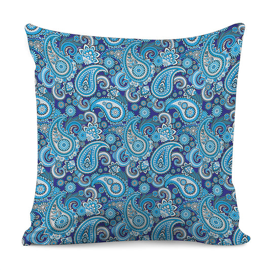 Blue Paisley Pattern Print Pillow Cover