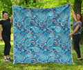 Blue Paisley Pattern Print Quilt