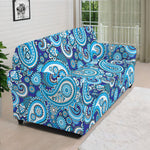 Blue Paisley Pattern Print Sofa Cover