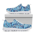 Blue Paisley Pattern Print White Sneakers