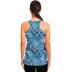 Blue Paisley Pattern Print Women's Racerback Tank Top