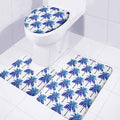 Blue Palm Tree Pattern Print 3 Piece Bath Mat Set
