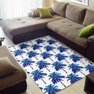 Blue Palm Tree Pattern Print Area Rug GearFrost