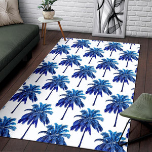 Blue Palm Tree Pattern Print Area Rug GearFrost