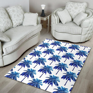 Blue Palm Tree Pattern Print Area Rug GearFrost