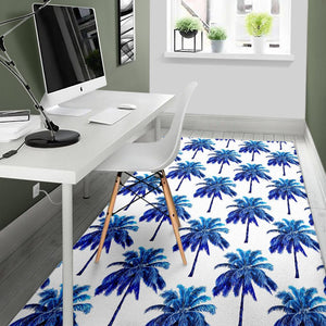 Blue Palm Tree Pattern Print Area Rug GearFrost