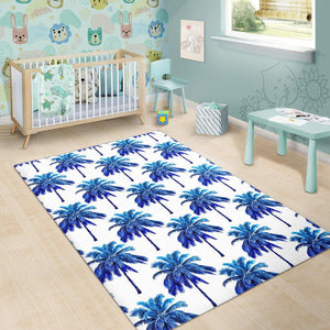 Blue Palm Tree Pattern Print Area Rug GearFrost