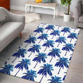 Blue Palm Tree Pattern Print Floor Mat