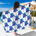 Blue Palm Tree Pattern Print Beach Sarong Wrap