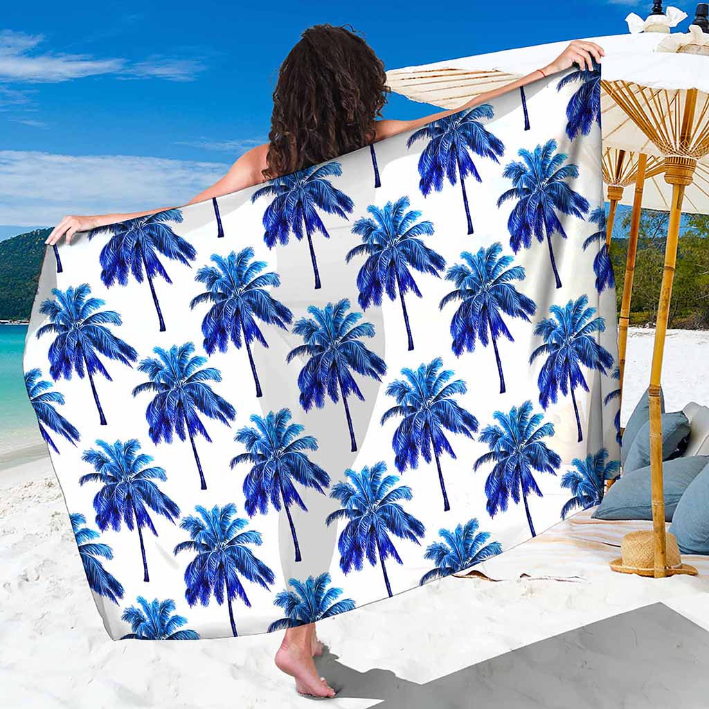 Blue Palm Tree Pattern Print Beach Sarong Wrap