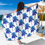 Blue Palm Tree Pattern Print Beach Sarong Wrap