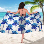 Blue Palm Tree Pattern Print Beach Sarong Wrap