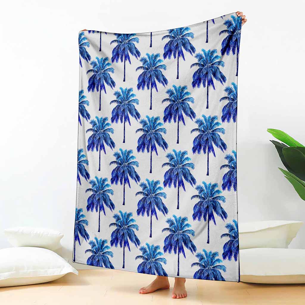 Blue Palm Tree Pattern Print Blanket