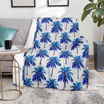 Blue Palm Tree Pattern Print Blanket